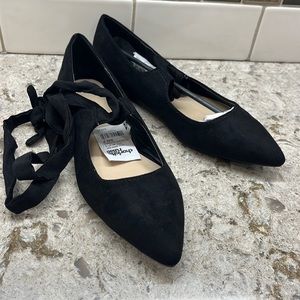 Charlotte Russe vegan suede  ankle tie flats